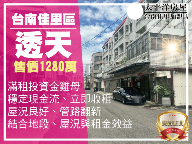 佳里中山公園滿租6套房透天,台南市佳里區延平路