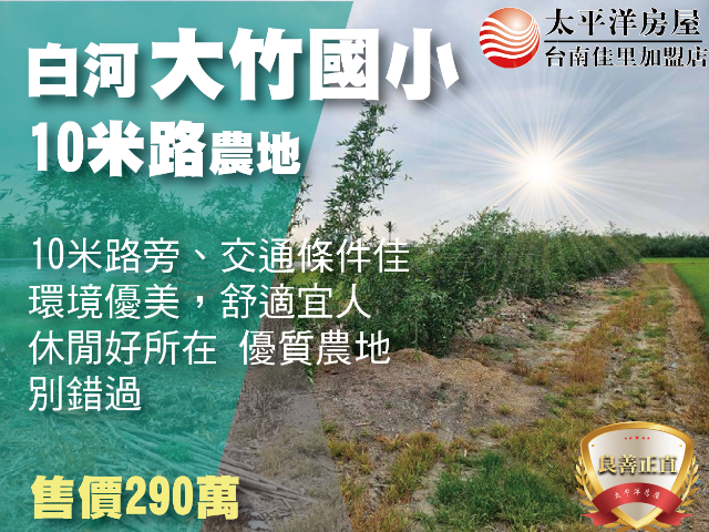 白河近大竹國小農地,台南市白河區海豐厝段
